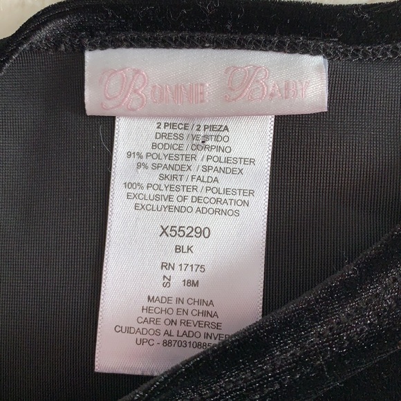 Bonnie Baby Black Velvet Polka Dot Dress Pink Rose 18M - Picture 9 of 14